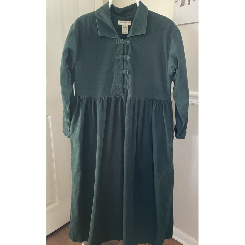 Eddie Bauer Vtg Corduroy Dress Size 12P Praise Midi Dress90s Modest Cottagecore